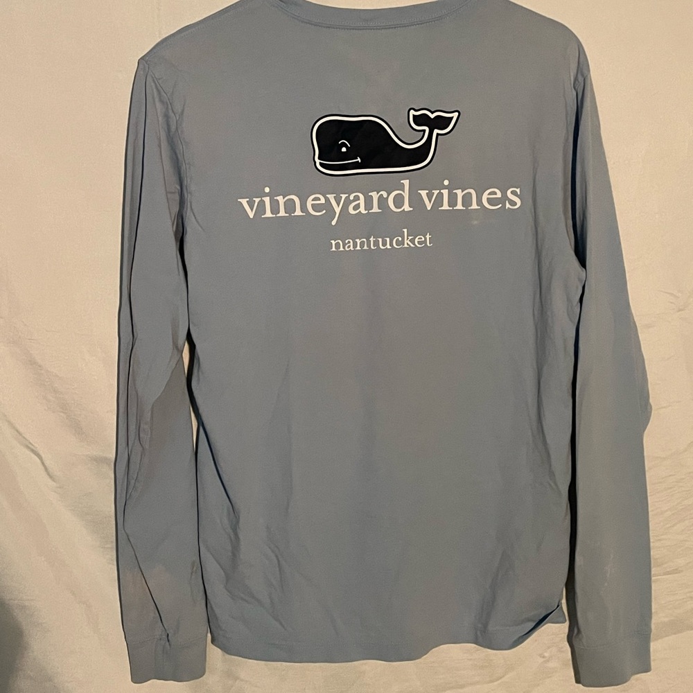 thin light blue vineyard vines long sleeve from nantucket